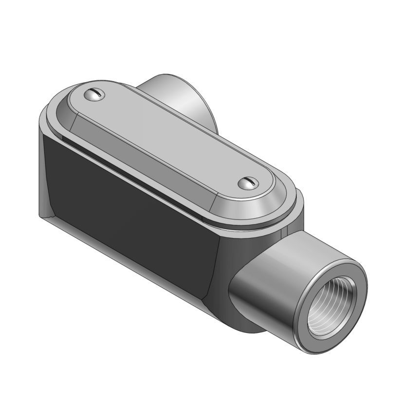 T&B® BlueKote® LL27CG-TB Type LL Pre-Assembled Conduit Body With Cover and Gasket, 3/4 in Hub, 7 Form, 6.6 cu-in Capacity, Gray Iron, Epoxy Powder Coated/Zinc Plated